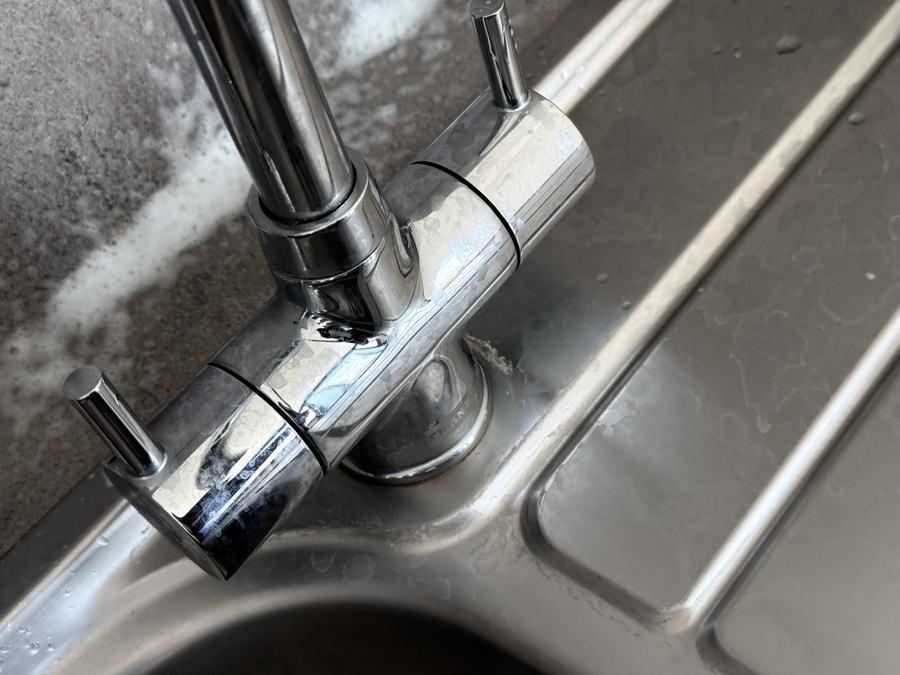 A chrome tap before cleaning by Cadence Clean in Derby